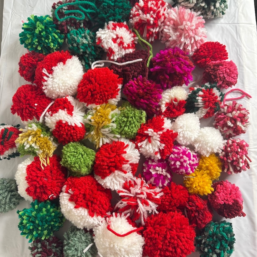 51 Handmade Pom Pom Balls Various Sizes and Colors New